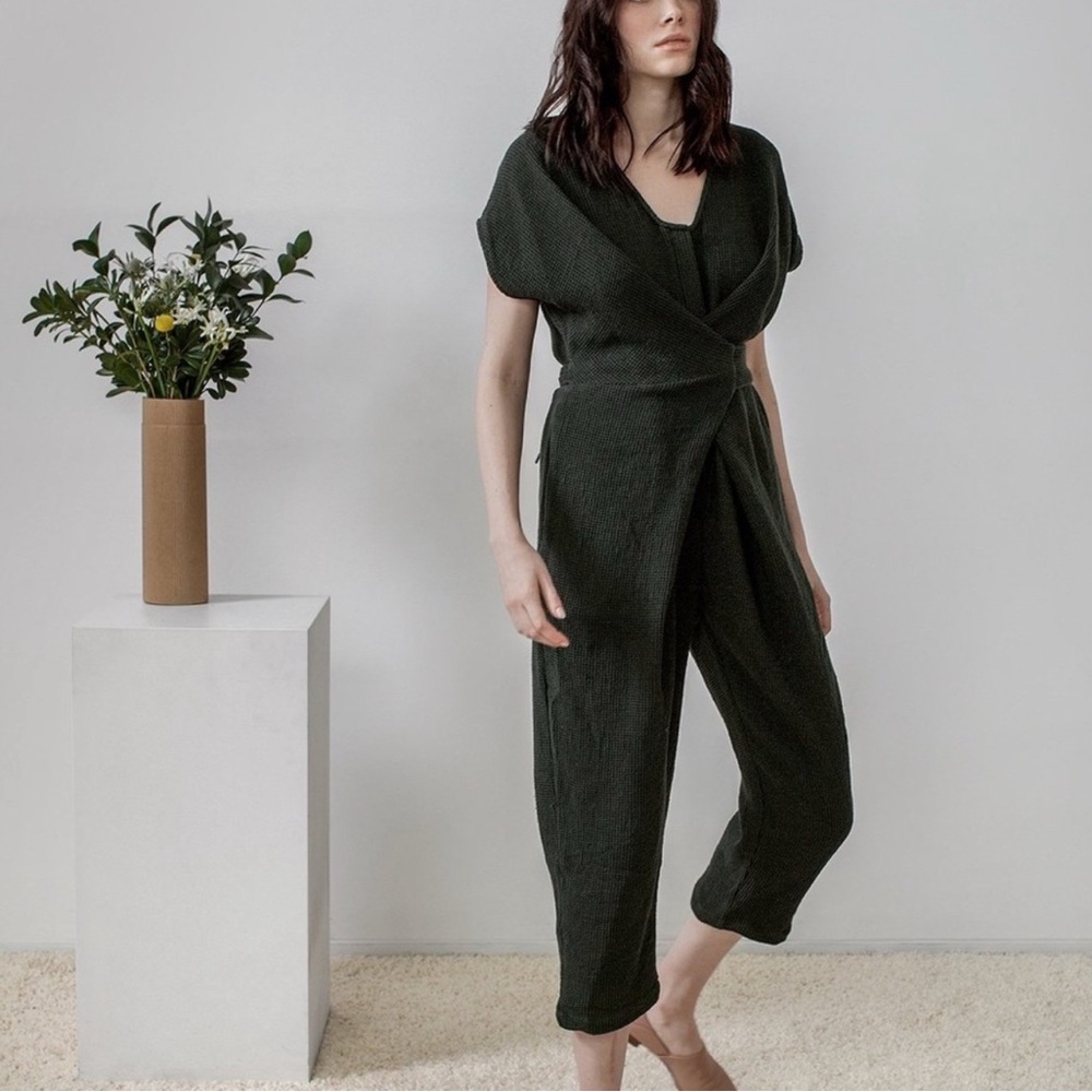 RUJUTA SHETH GREEN WAFFLE COTTON VENUS JUMPER XS S M